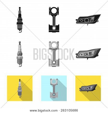 Vector Illustration Of Auto And Part Sign. Set Of Auto And Car Stock Vector Illustration.