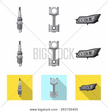 Vector Design Of Auto And Part Icon. Collection Of Auto And Car Vector Icon For Stock.
