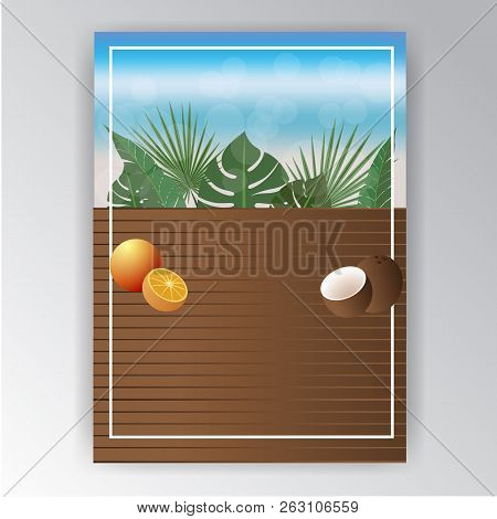 Cool Wooden Menu Template For Bar Or Restaurant , Web And Print Product . Beach Vacation Tropic Moti