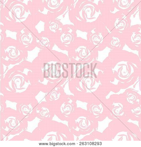 Seamless Abstract Rose Floral Pattern In Pink Pastel Colors On White Design Element Stock Vector Ill
