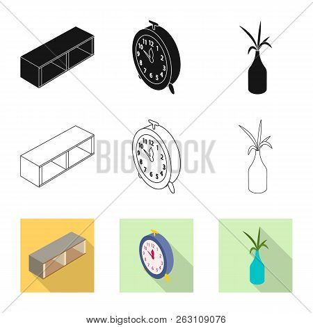 Vector Illustration Of Bedroom And Room Icon. Collection Of Bedroom And Furniture Stock Symbol For W