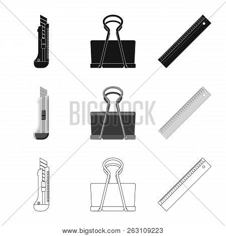 Isolated Object Of Office And Supply Sign. Set Of Office And School Vector Icon For Stock.