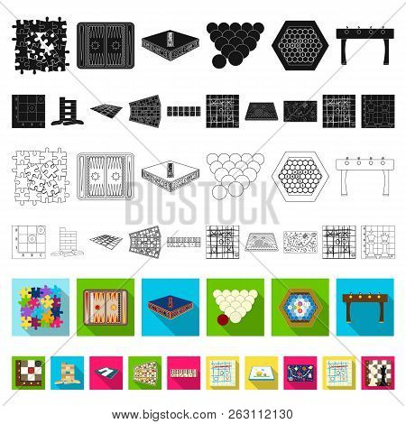 Board Game Flat Icons In Set Collection For Design. Game And Entertainment Vector Symbol Stock Web I