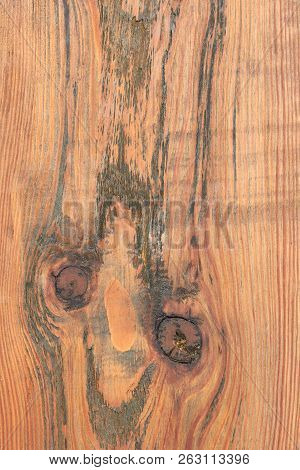 Brown Wood With Natural Patterns. Aged Wod Texture. Vintage Wood Surface With Scratches And Knotes.