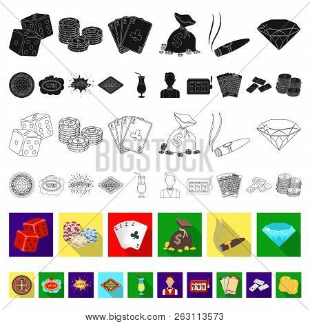 Casino And Gambling Flat Icons In Set Collection For Design. Casino And Equipment Vector Symbol Stoc