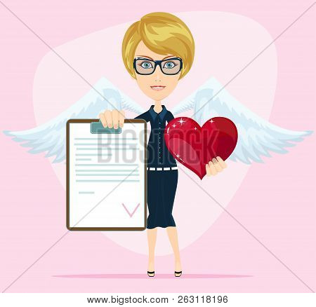 Marriage Contract . Stock Vector Illustration Flat Design