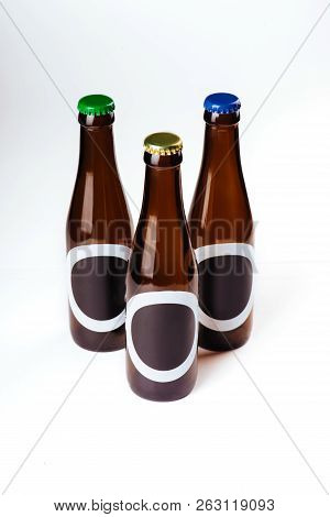 Beer Bottle Mock-up - Three Bottles. Blank Label
