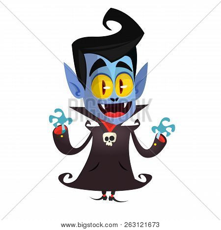 Cute Cartoon Vampire Smiling. Vector Illustration Clipart