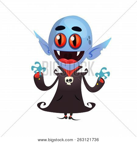 Happy Vampire Holding Up His Arms. Design For Print, Decoration Or Sticker