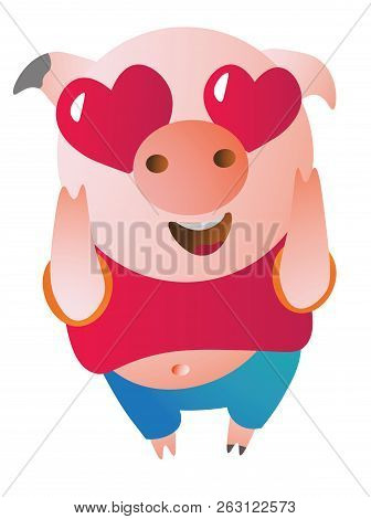 Emoji Character  Pig In Love Looks Admiringly.