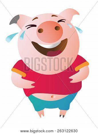 Emoji Character Pig Laughs To Tears. Symbol Of The 2019