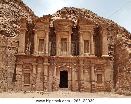 Petra. Canyon. Ancient Monastery Al-deir. Sights Of Jordan