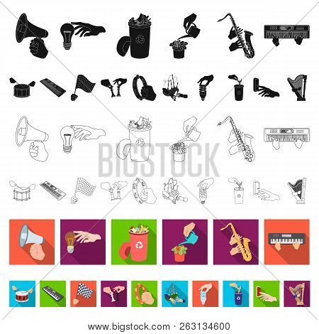 Manipulation By Hands Flat Icons In Set Collection For Design. Hand Movement Vector Symbol Stock Web