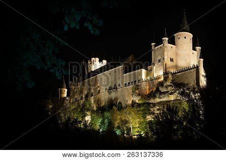 Military Castle Of The City Of Segovia In The Foreground