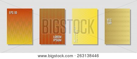 Flat Yellow Zig Zag Banner Templates, Wavy Lines Gradient Stripes Backgrounds For Musical Cover. Cur