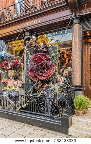 London. October 2018. Halloween Decorations Outside The T -goode Store In Mayfair In London