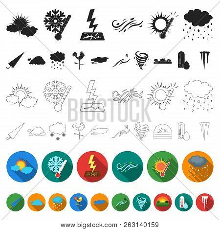 Different Weather Flat Icons In Set Collection For Design.signs And Characteristics Of The Weather V