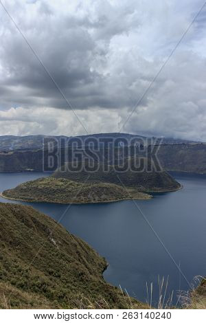 Views On The Hike Around Vulcano Lake Cuicocha Close To Otavalo, Ecuador