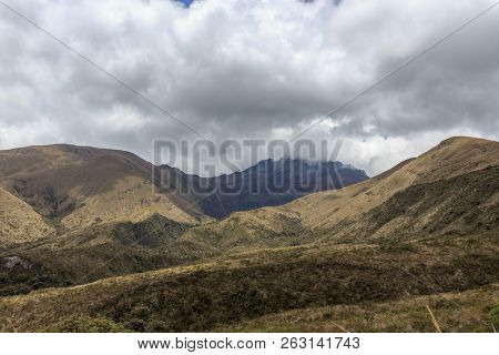 Views On The Hike Around Vulcano Lake Cuicocha Close To Otavalo, Ecuador