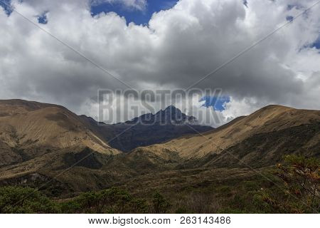 Views On The Hike Around Vulcano Lake Cuicocha Close To Otavalo, Ecuador