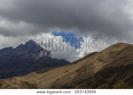 Views On The Hike Around Vulcano Lake Cuicocha Close To Otavalo, Ecuador