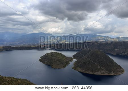 Views On The Hike Around Vulcano Lake Cuicocha Close To Otavalo, Ecuador