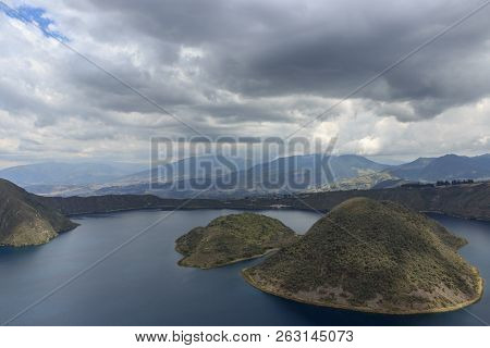Views On The Hike Around Vulcano Lake Cuicocha Close To Otavalo, Ecuador