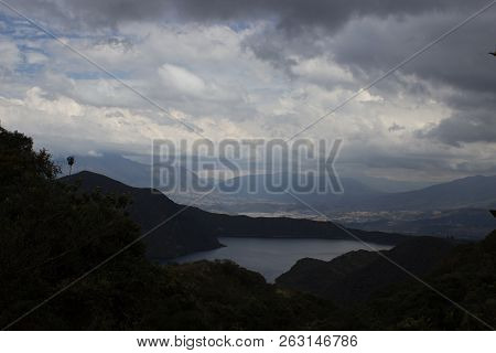 Views On The Hike Around Vulcano Lake Cuicocha Close To Otavalo, Ecuador