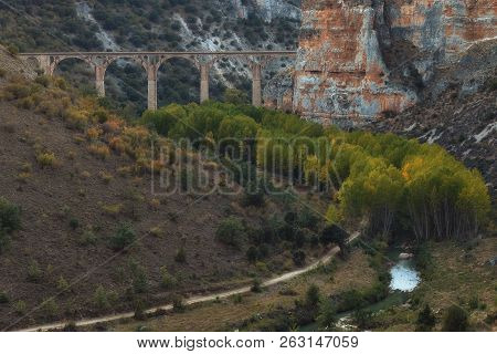 Sunset Over Riaza Canyon In Segovia, Spain