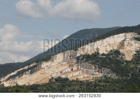 Mountains With Marble Quarries In Botticino In Northern Italy