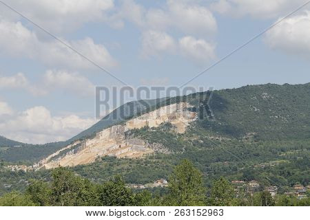 Mountains With Marble Quarries In Botticino In Northern Italy