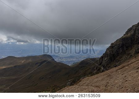 View From Ruca Pichincha Over Quito, Ecuador