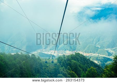 Ropeway On Top Roza Peak. Sochi, Krasnodar Krai, Russia