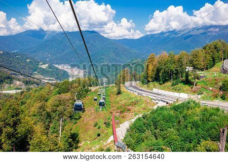 Ropeway On Top Roza Peak. Sochi, Krasnodar Krai, Russia