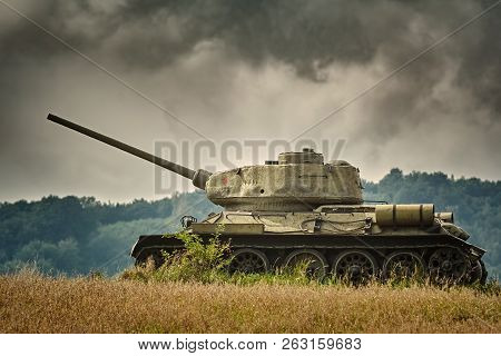 Tank Of World War 2 On The Battle Field