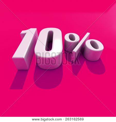 3d Illustration 10 Percent Discount Sign, Sale Up To 10, 10 Sale, Percentages Special Offer, Save On