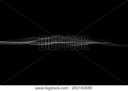 Wave Of Particles. Abstract Background With A Dynamic Wave. Big Data. Vector Illustration.