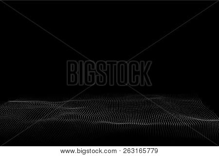 Wave Of Particles. Abstract Background With A Dynamic Wave. Big Data. Vector Illustration.