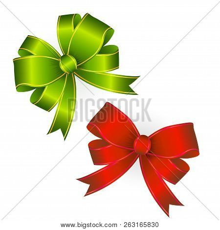 Red Ribbon With Bow On A White Background. Vector Illustration.