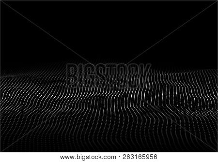 Wave Of Particles. Abstract Background With A Dynamic Wave. Big Data. Vector Illustration.