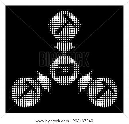 Halftone Pixel Dash Mining Pool Icon. White Pictogram With Pixel Geometric Structure On A Black Back