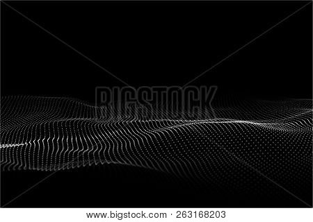 Wave Of Particles. Abstract Background With A Dynamic Wave. Vector Illustration.
