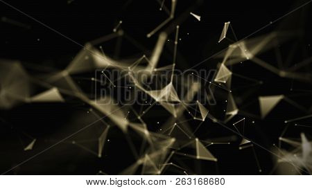 Abstract Purple Background With Connecting Dots And Lines. Structure And Communication. Plexus Effec
