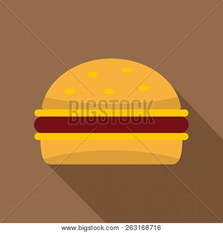 Cheeseburger Icon. Flat Illustration Of Cheeseburger Icon For Web On Coffee Background
