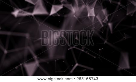 Abstract Purple Background With Connecting Dots And Lines. Structure And Communication. Abstract Sci