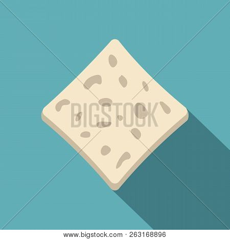 Tofu Fresh Block Icon. Flat Illustration Of Tofu Fresh Block Icon For Web On Baby Blue Background