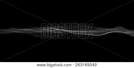Wave Of Particles. Big Data. Abstract Background With A Dynamic Wave. Vector Illustration.