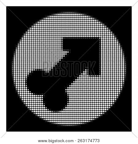 Halftone Pixelated Erection Icon. White Pictogram With Pixelated Geometric Structure On A Black Back