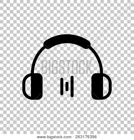 Headphones And Music Wave. Min Volume Level. Simple Icon. On Tra