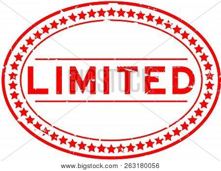 Grunge Red Limited Word Oval Rubber Seal Stamp On White Background
